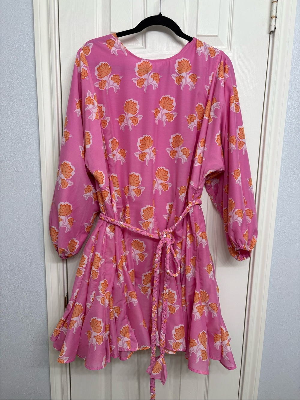 J.Marie Pink Floral Tie-Waist Mini Dress
